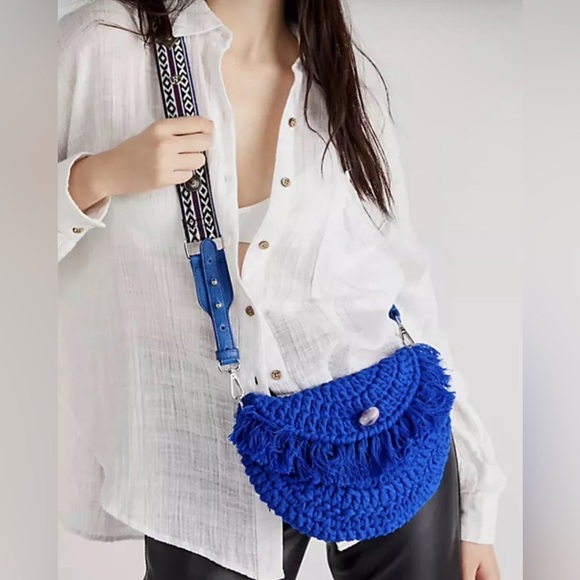Free People Handbags - Free People Macrame Moon Crossbody Bag NEW
